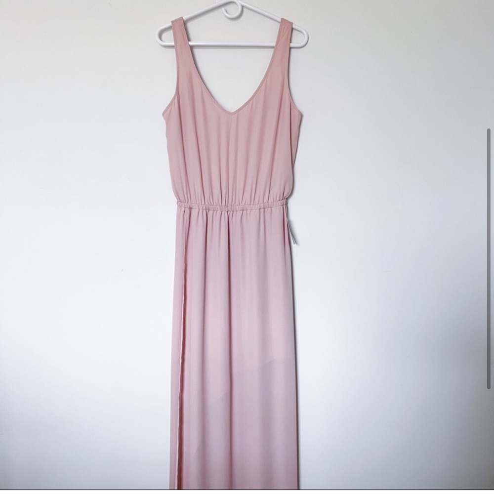 show me your mumu | dusty blush crisp kendall maxi bridesmaid dress large - Picture 3 of 9